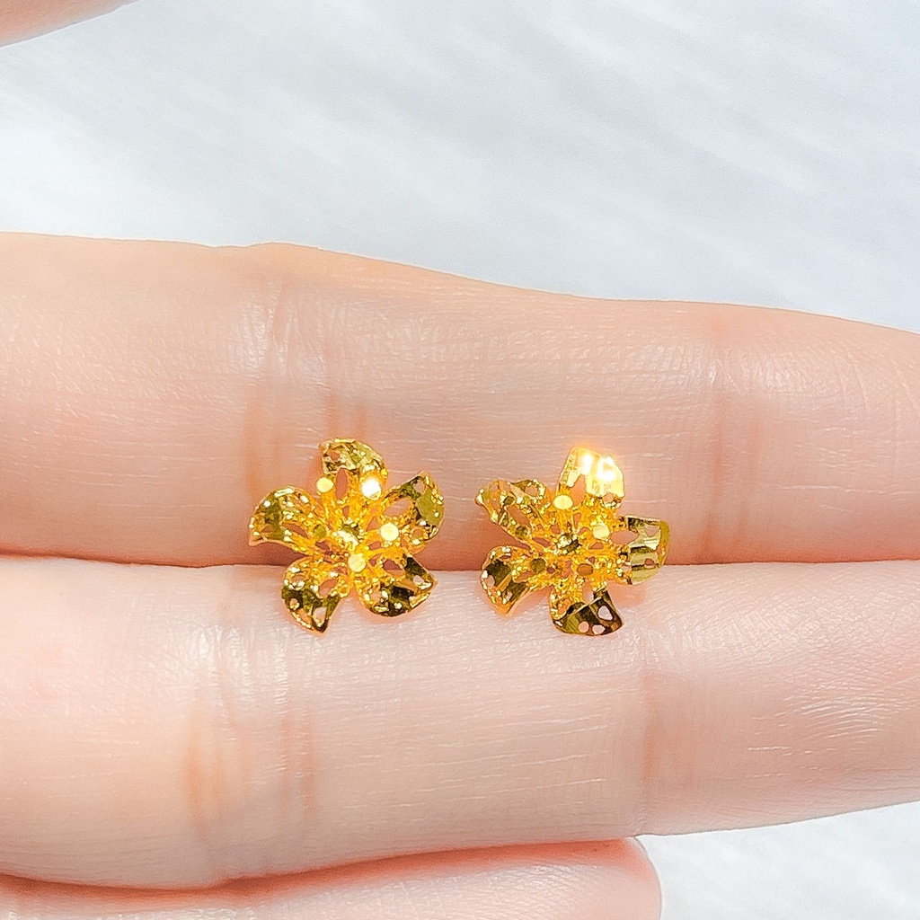 Anting anak dan dewasa emas asli kadar 700 70% 16k giwang kerabu duduk paku tusuk bunga anggrek like