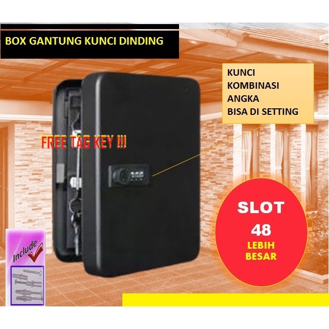 Key Box 48 SLOT tempat penyimpanan kotak kunci dinding 48 KEYS kunci KOTAK GANTUNGAN KUNCI DINDING