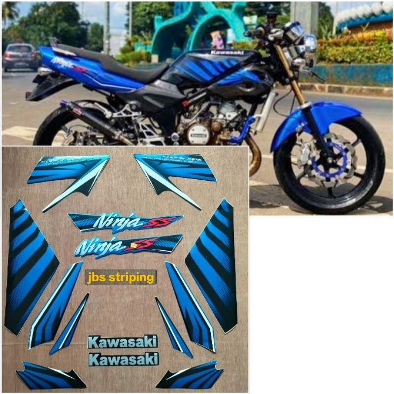 Stiker ninja ss Striping Kawasaki Ninja SS biru tahun 2014 lis body ninja ss