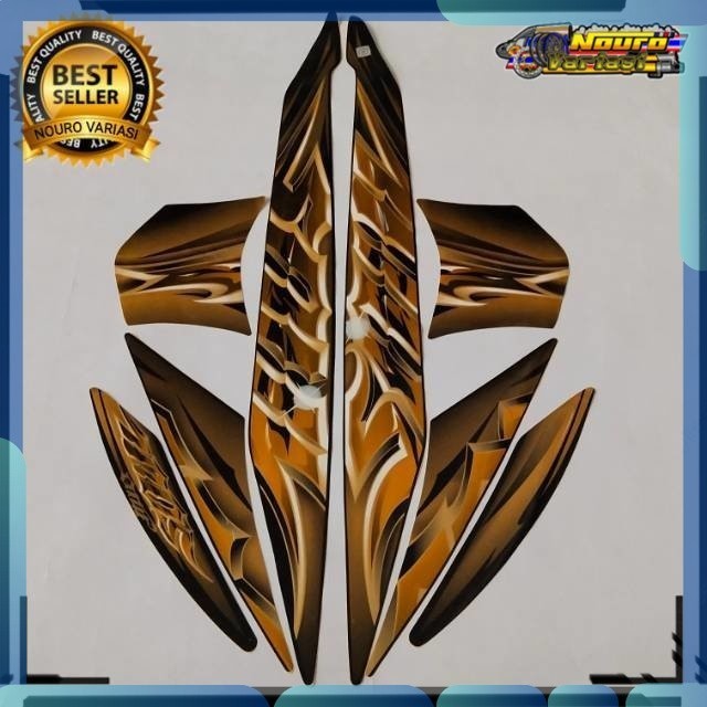 Stiker striping yamaha mio soul 2010 2011 gold hitam bagus