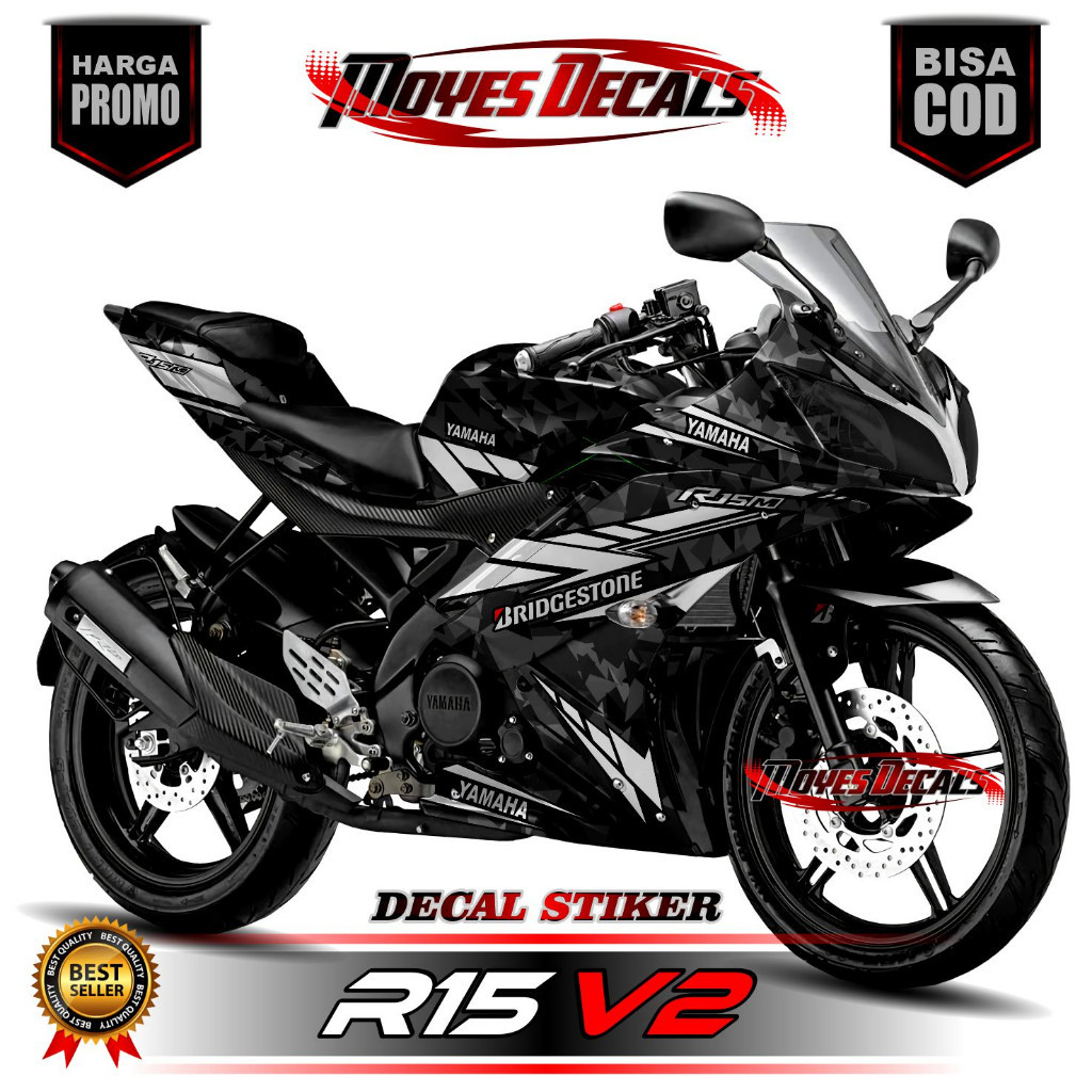 Decal YAMAHA R15 V2 Full Body Stiker R15 V2 Full Body Striping R15 V2 Full Body MOTIF KACA PECAH