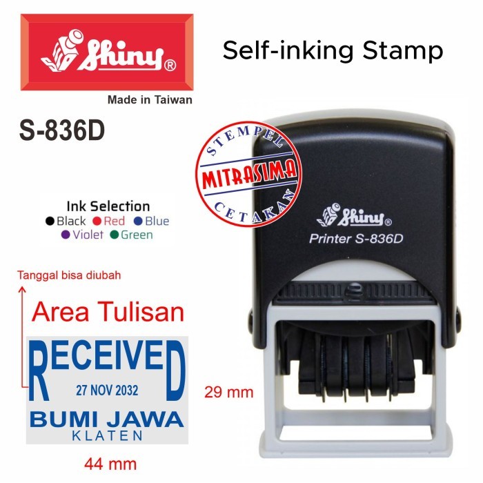 

Stempel Shiny S-836D S836D persegi dengan tanggal Tipe S 836D - Bodinya saja