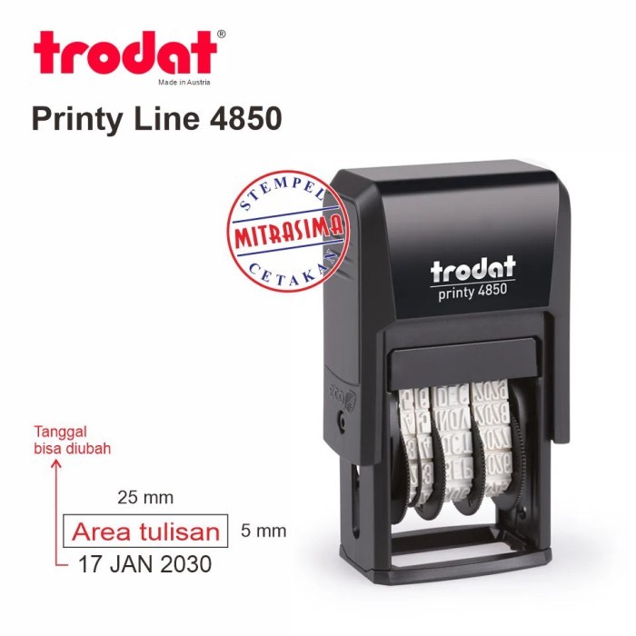

Stempel Trodat 4850 Model Persegi dengan Tanggal - Bodinya saja, 1 color pad