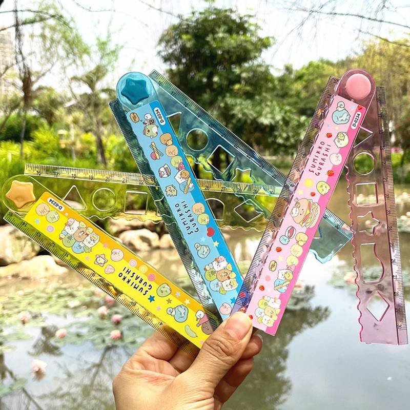 

New 30CM SAN-X SUMIKKO GURASHI Cute animal Folding Ruler DIY Drawing Rulers For Kids Students Office School Stationery kids gift