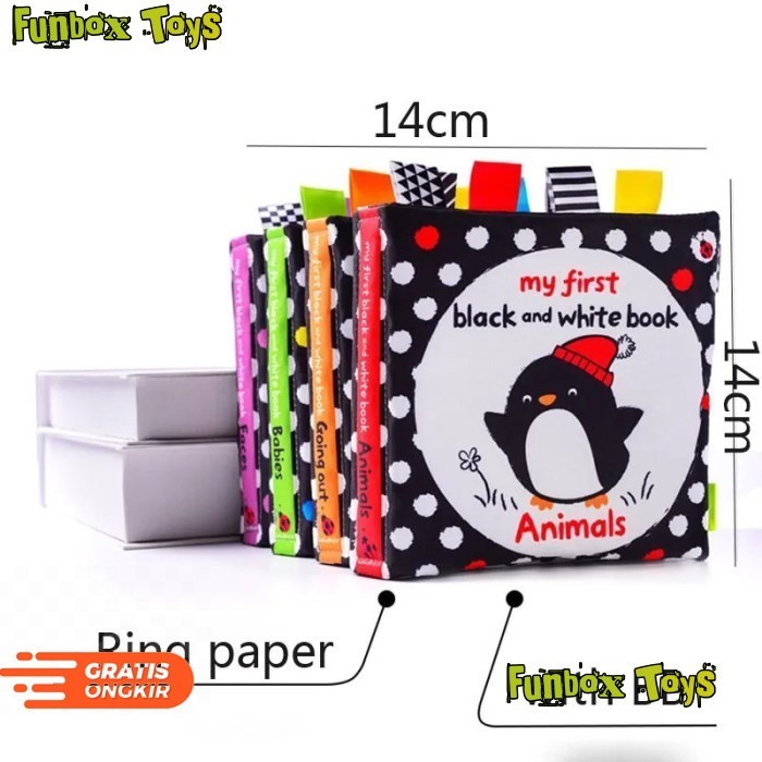 Baby High Contrast Educational Interactive Rattle Cloth Soft Book Toys - Going Out