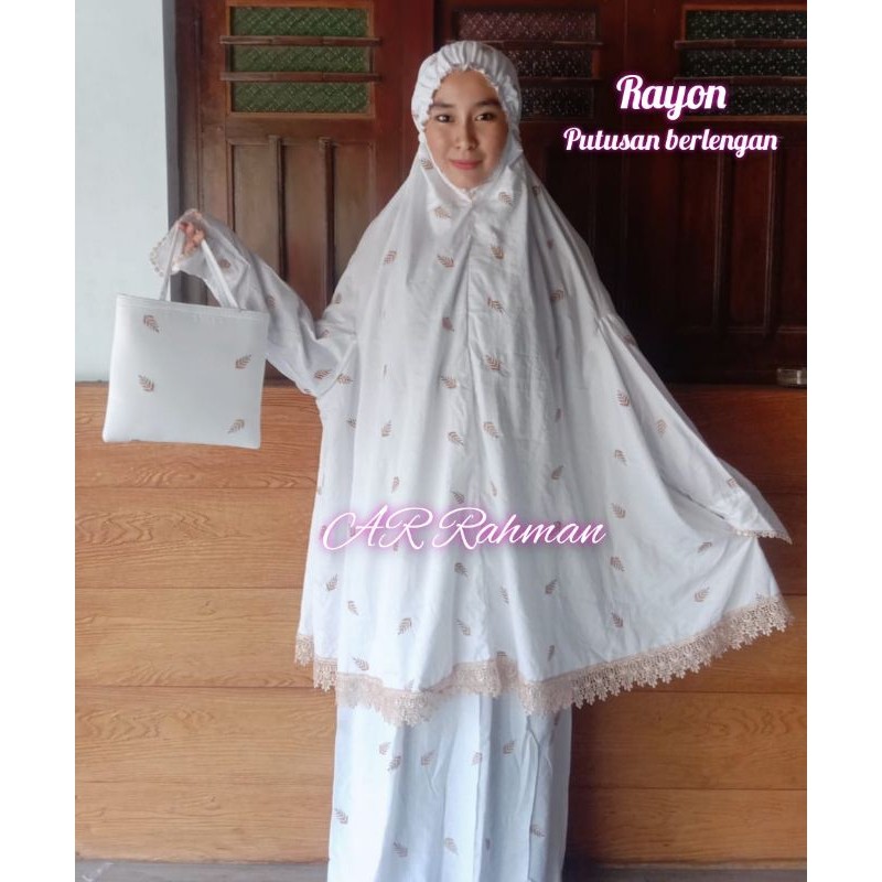 FR54E Mukena haji potongan berlengan rayon bordir mukena ihrom mukena  dewasa putusan