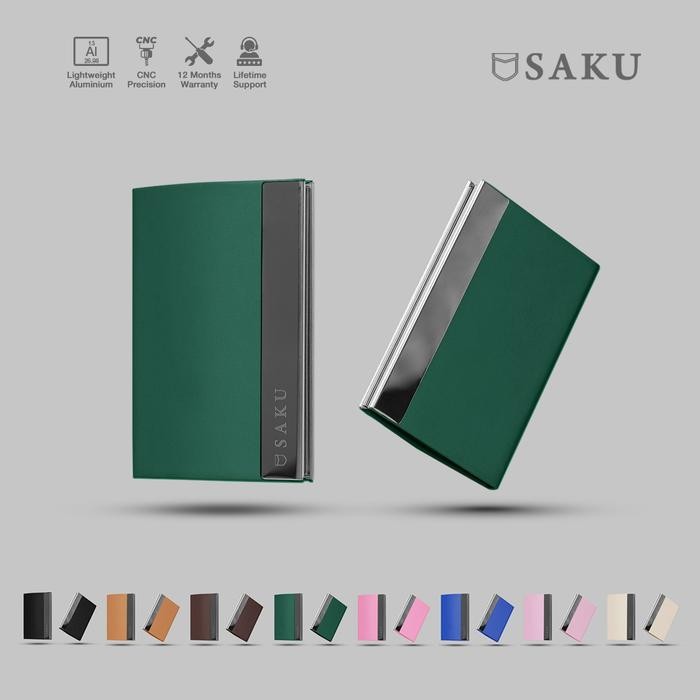 

Saku - Dompet Kartu Nama Kotak Kartu Nama Kertas Kulit Business Card Holder Wallet Pria Wanita - Leaf Green