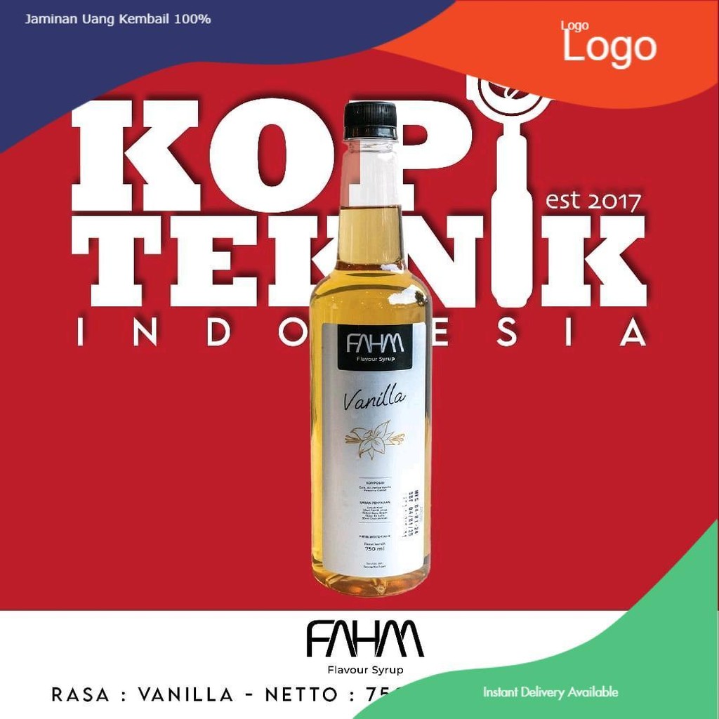 

Vanilla Flavour Syrup FAHM 750 ml Sirup Botol Minuman