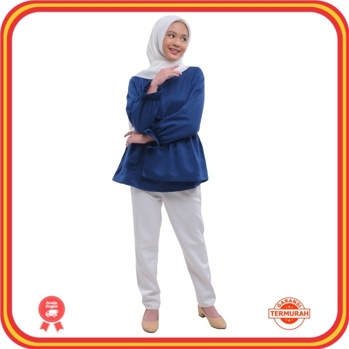 Pakaian Wanita Tunik Premium Murah Kekinian /Zoya Fadwa Teens Tunik Navy - Atasan Muslim Wanita - XS