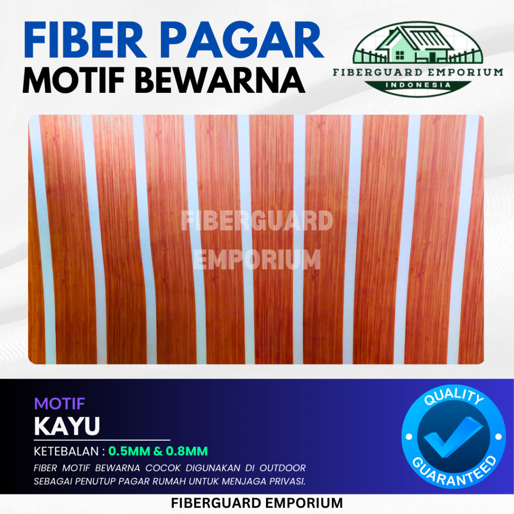 Econoplas Fiber Penutup Pagar Rumah Motif Urat KAYU High Quality