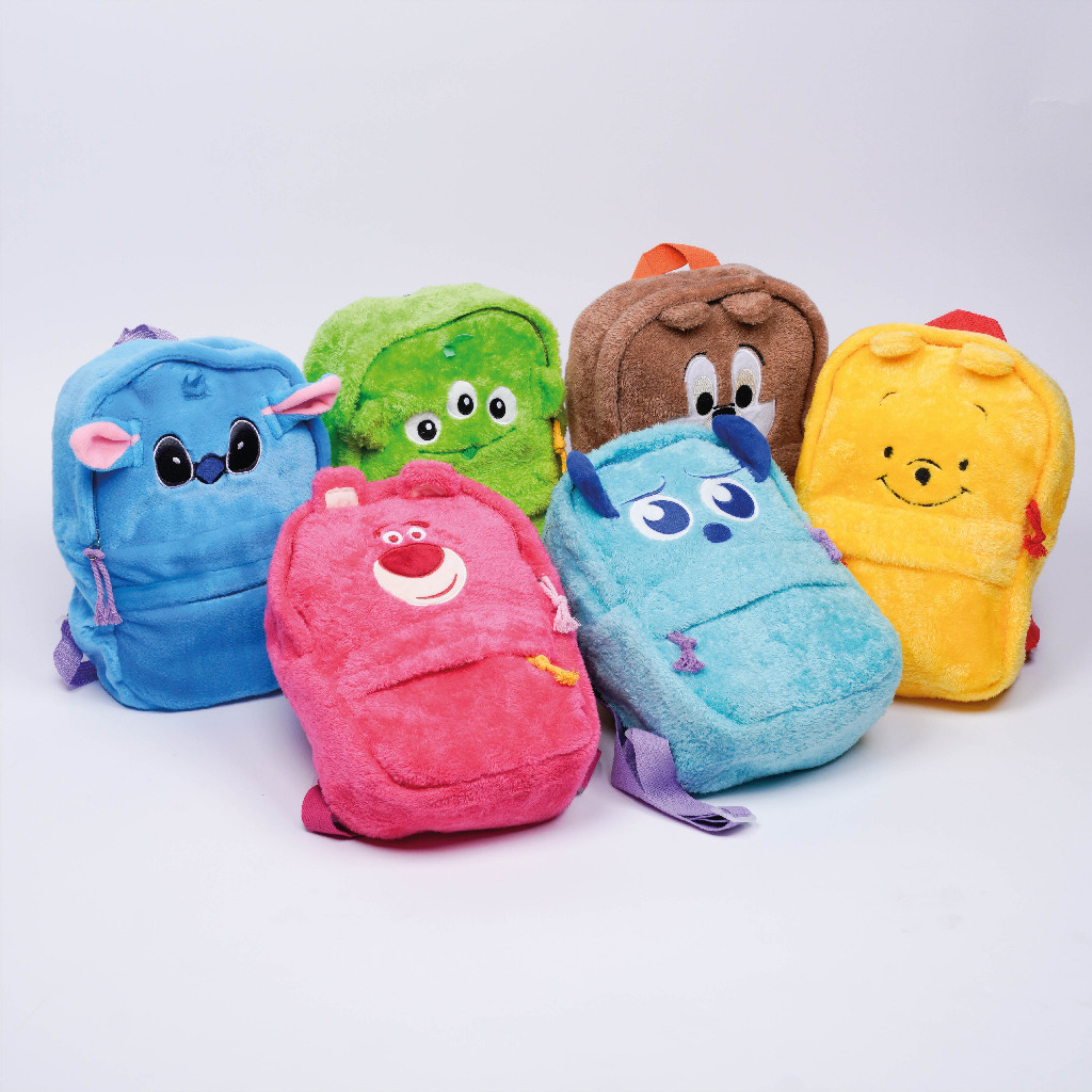 [SHOCK PRICE] BOO Tas Ransel Disney Plushie Karakter Lotso Monster Mini Inc Pooh Backpack Viral Bulu