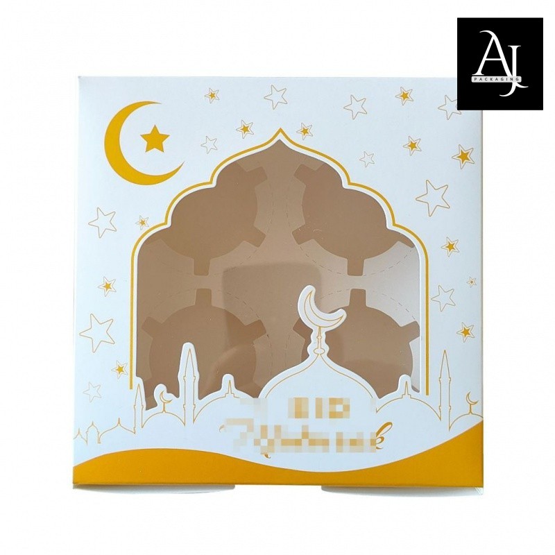 

Box Mika Kue Cupcake isi 4 (alas bisa dilepas) edisi Lebaran Idul Fitri Ramadhan/ Box Eggtart Puding jendela mika Lebaran