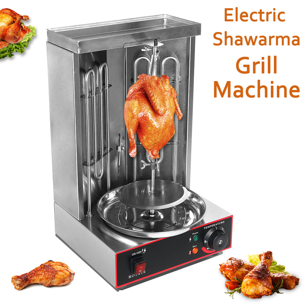 Electric Shawarma Grill Machine Auto Rotating BBQ Meat Kebab Roast Grill Vertical Rotisserie Broiler
