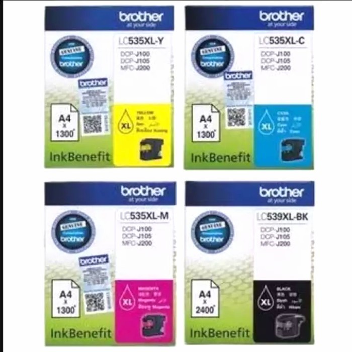Paket Tinta Brother LC 539XL bk + LC 535 XL CMY original
