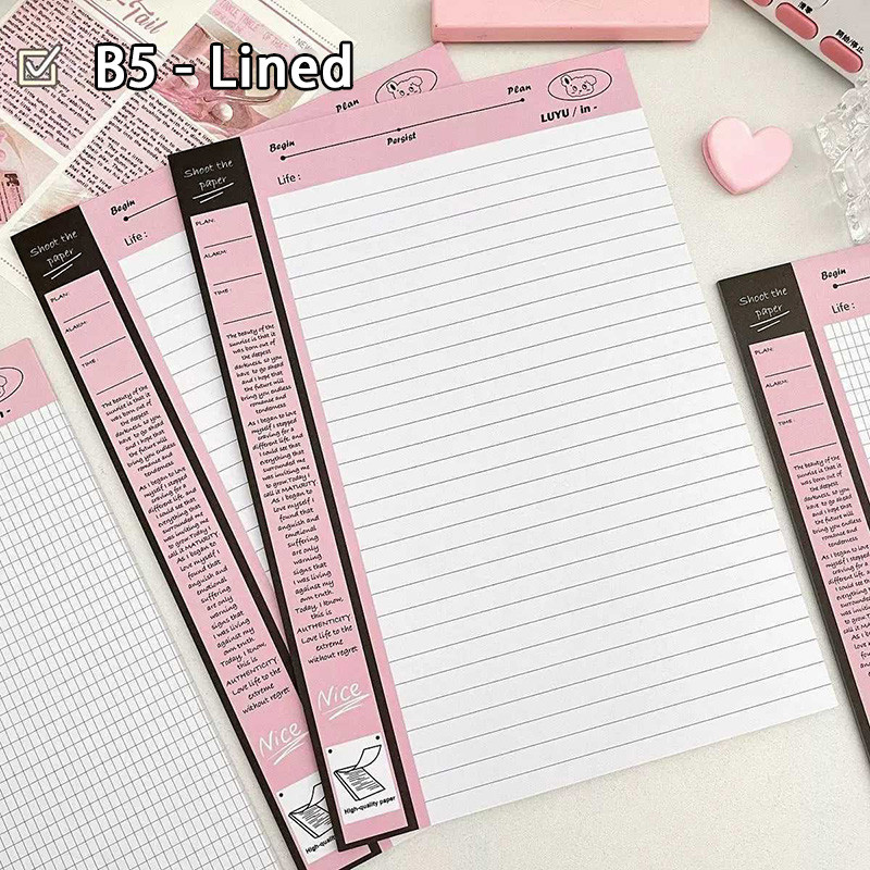 Buku Diary Aesthetic Memo Pad B5 Tanpa Lem Korea Buku Tulis Sekolah Memopad Lucu Barbie Pastel Buku 