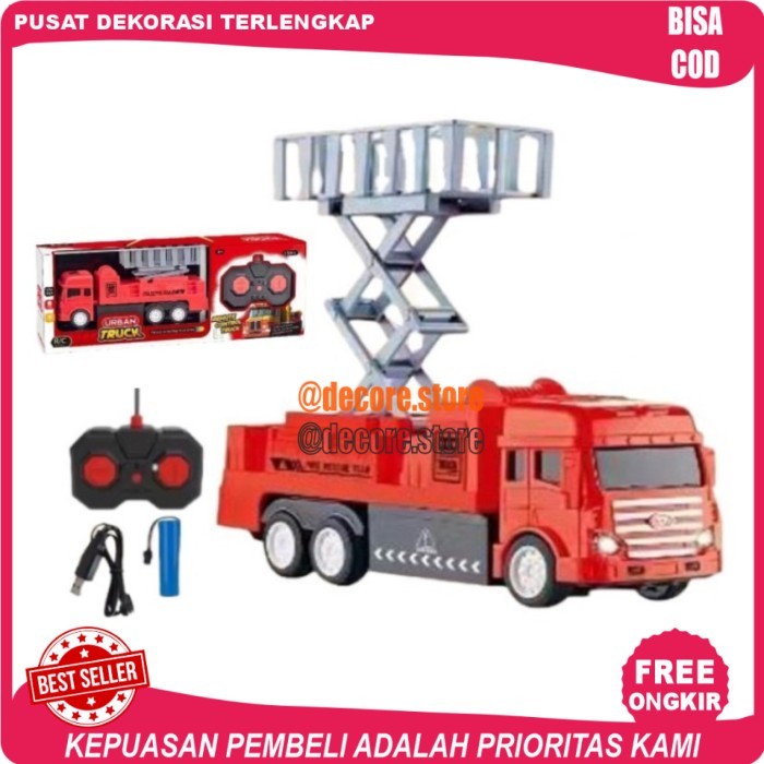 Cod Mainan Anak RC URBAN TRUCK FIRE RESCUE 833-49 Mainan Truck RC Mobil Pemadam Remote Control - Tan