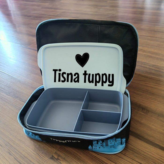 cool teen lunch box tupperware - biru pake tas
