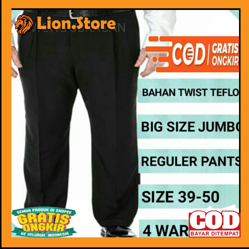 CELANA BAHAN KAIN NYAMAN LEMBUT HALUS /Celana Kantor Jumbo Pria Standar 39 50 Bahan Twist / Celana J