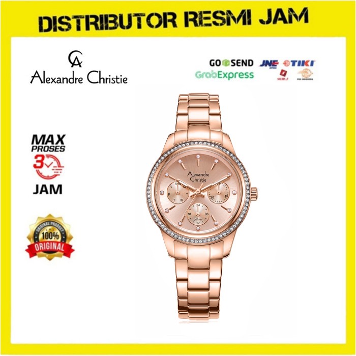 Jam Tangan Wanita Alexandre Christie  AC2A62BFB AC 2A62 BFB Rose Gold