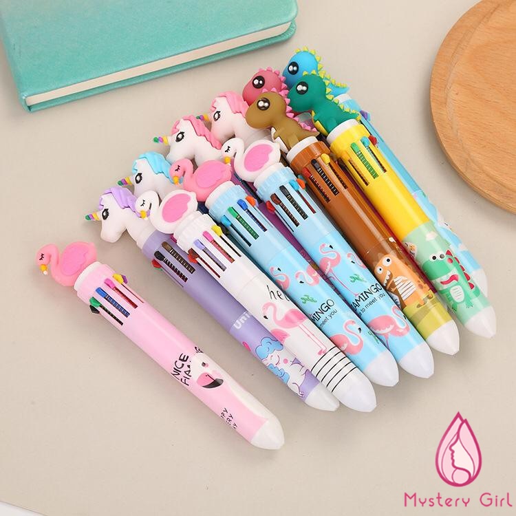 

Mysterygirl - Pulpen 10 warna Dino 1 Pen Pensil Pencil [ Unicorn, Flamingo, Dinosarus] Pena Ballpoint