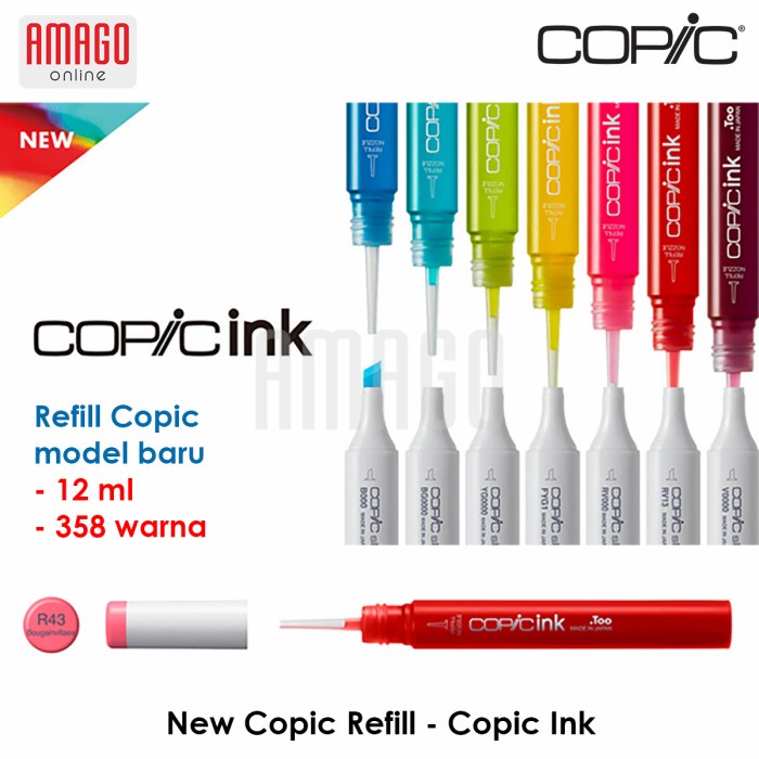 

[Ori] NEW COPIC INK REFILLS - TINTA ISI ULANG COPIC - 12 ml - HARGA SATUAN