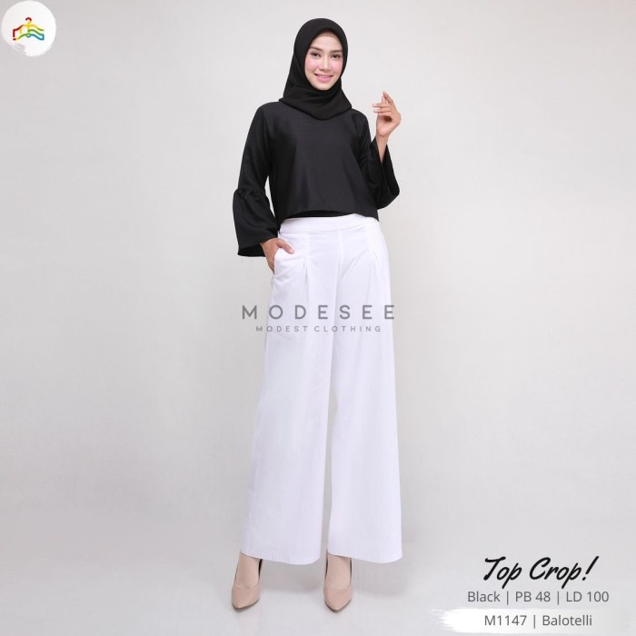 Baju Wanita Muslimah Modern Atasan Top Crop Chic Dress Blus Blouse 12 - Black