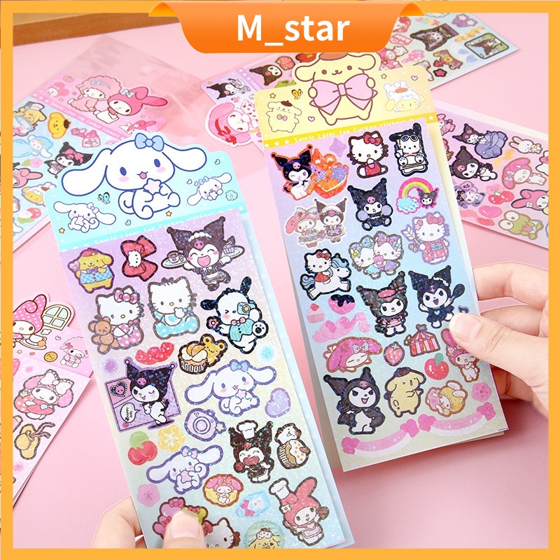 

Stiker Gliter Hologram besar Motif sanrio kuromi melody cinnamorol pompompurin Mixue Karakter Lucu-Lucu