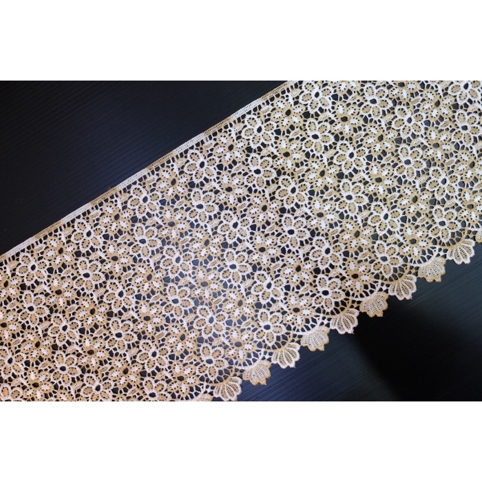 Kain Renda Bordir Giper - (GLV-6064) Bunga Besar - 2 Tone