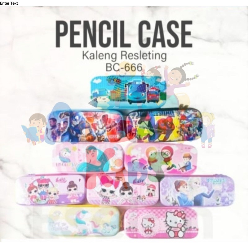 

(Ecer) Kotak Pensil Kaleng Resleting Pencil Case BC-666 Kotak Pensil Karakter