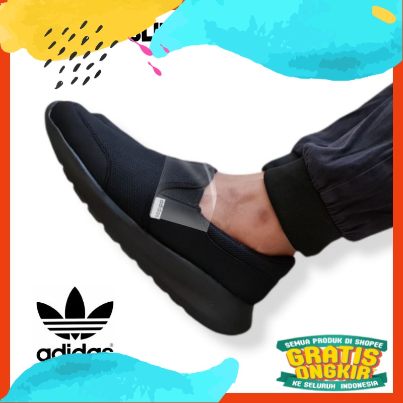 SEPATU ADIDAS_SLIP ON HITAM PRIA DAN WANITA SIZE 31 - 44 UNISEX / SEPATU SEKOLAH ANAK REMAJA DEWASA 
