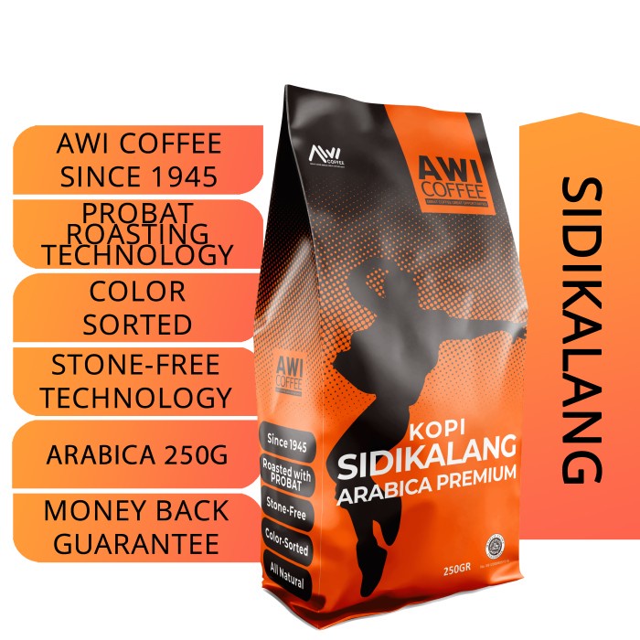 

✨PROMO✨ -Awi Coffee Sidikalang Arabica Premium 250gr|Biji|Roasted|Grade 1|Beans - Biji