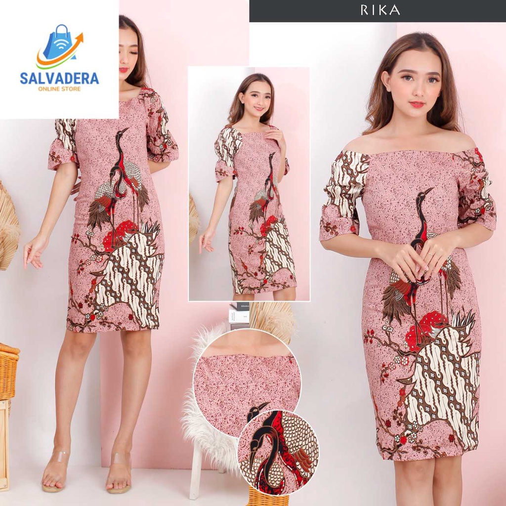 Rika Dress Batik Wanita Dress Wanita Model Sabrina Batik Couple Seraga