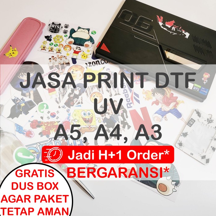 

Cetak DTF UV Botol, Pulpen,Papan,Akrilik, dll Ukuran A5, A4, dan A3 - A5
