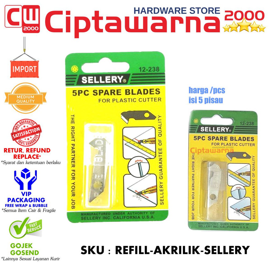 

Isi Refill Mata Pisau Potong Cutter Akrilik Acrylic Sellery 5 Pcs