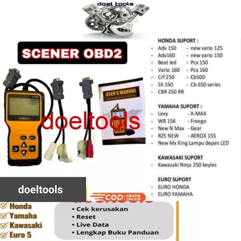 SCANNER SCANER OBD 2 Tester Multifungsi Motor Injeksi Alat Servis Motor Injeksi