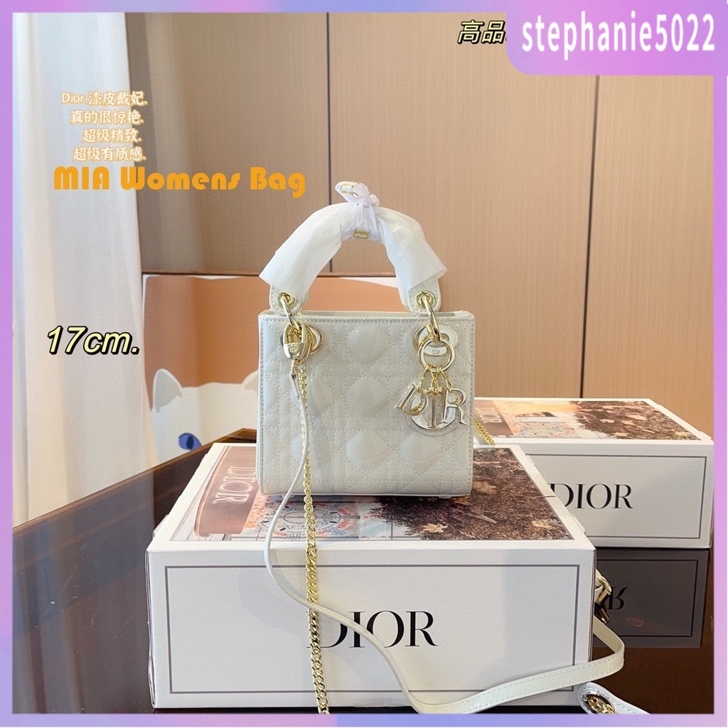 New Original Dior [Actual Shooting d10r] Diana Bag Small Square Bag Genuine Leather Bag Fashion Fema