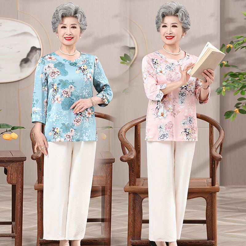 Baju Musim Panas Ibu Yang Baru Dalam Saku Baju Baru Nenek Chiffon Tua Yang Tipis Untuk Pakaian Wanit