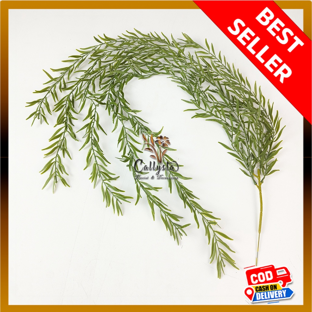 DAUN RAMBAT JUNTAI BAMBU ARTIFICIAL DAUN BERCABANG BAMBOO GANTUNG WILLOW UNTUK HIASAN INDOOR PREMIUM