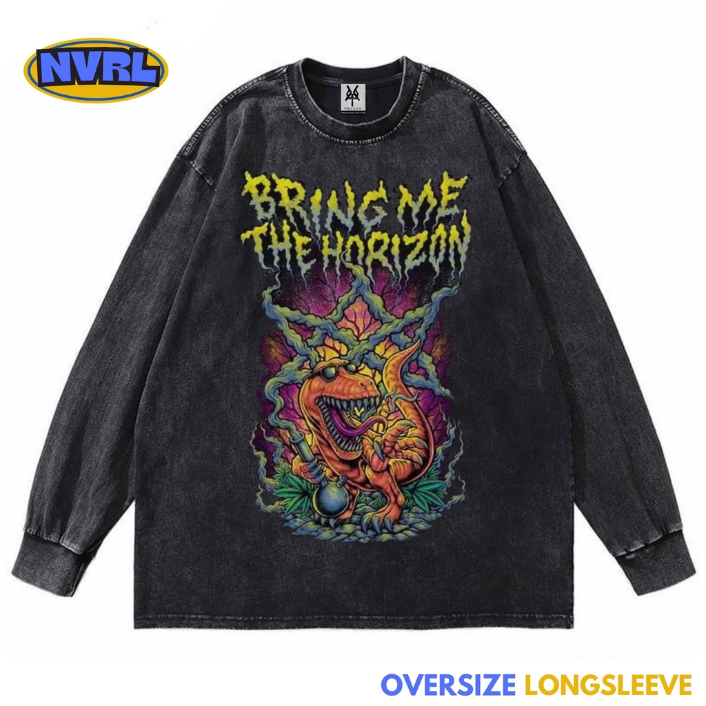 Kaos oversize longsleeve BMTH world tour washed washing vintage tee