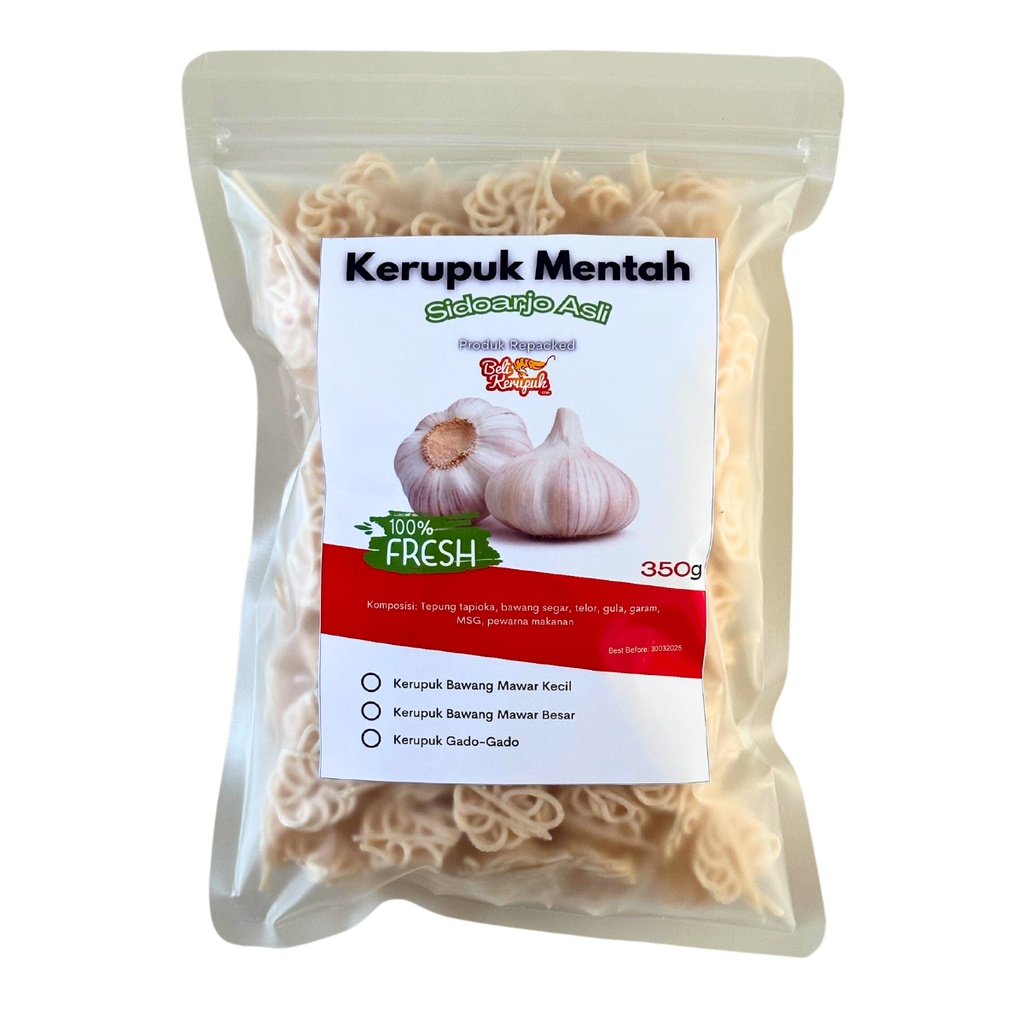 

Kerupuk Mentah Mawar/Udang/Bawang/Gado-Gado Repack Belikerupuk Asli Sidoarjo