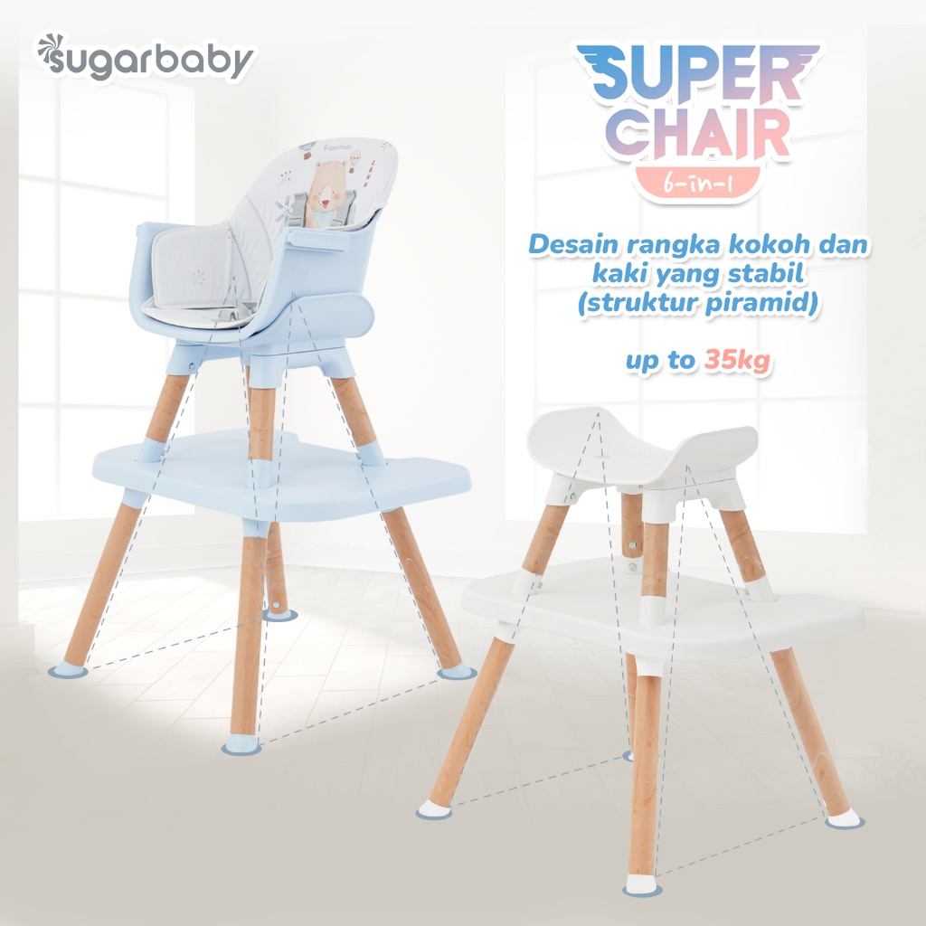 Viral  Sugar Baby Super Chair 6 In 1 / Kursi Makan Sugar Baby 6In1 / Kursi Makan Anak Bayi