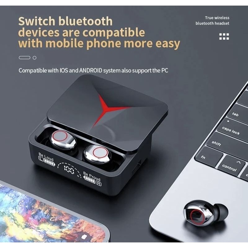 TWS M90 Bluetooth Earphone Charging case + Power Bang.