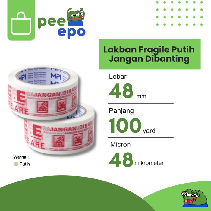 

Lakban Fragile Putih Jangan Dibanting 48 mm x 100 YARD MPI