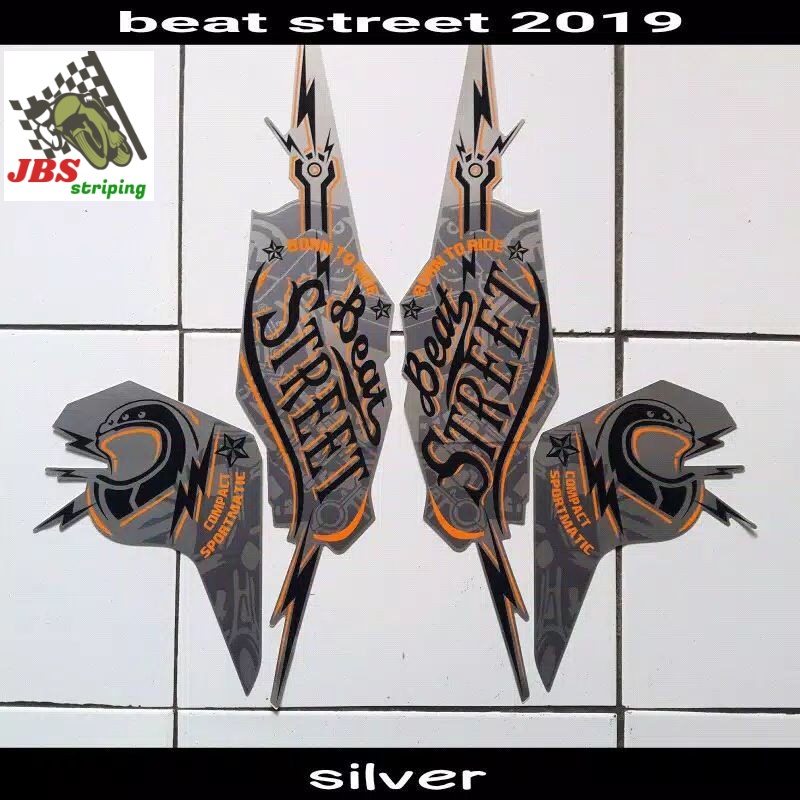 striping beat stiker beat honda beat street thn 2019 2020 silver lis body beat