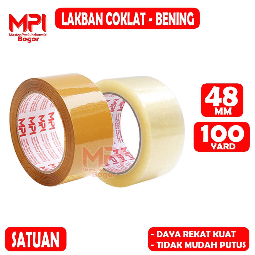 

Lakban Coklat - Lakban Bening MPI 48 mm x 100 yard / Lakban Packing - Master Pack Indonesia