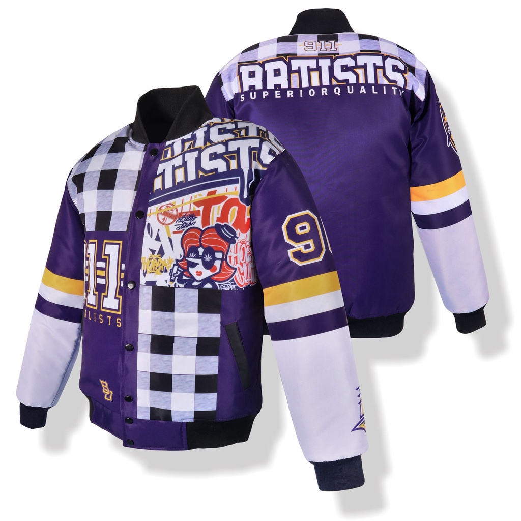 Jaket Baseball Varsity Vintage Jacket Pria Wanita Printing Motif 911