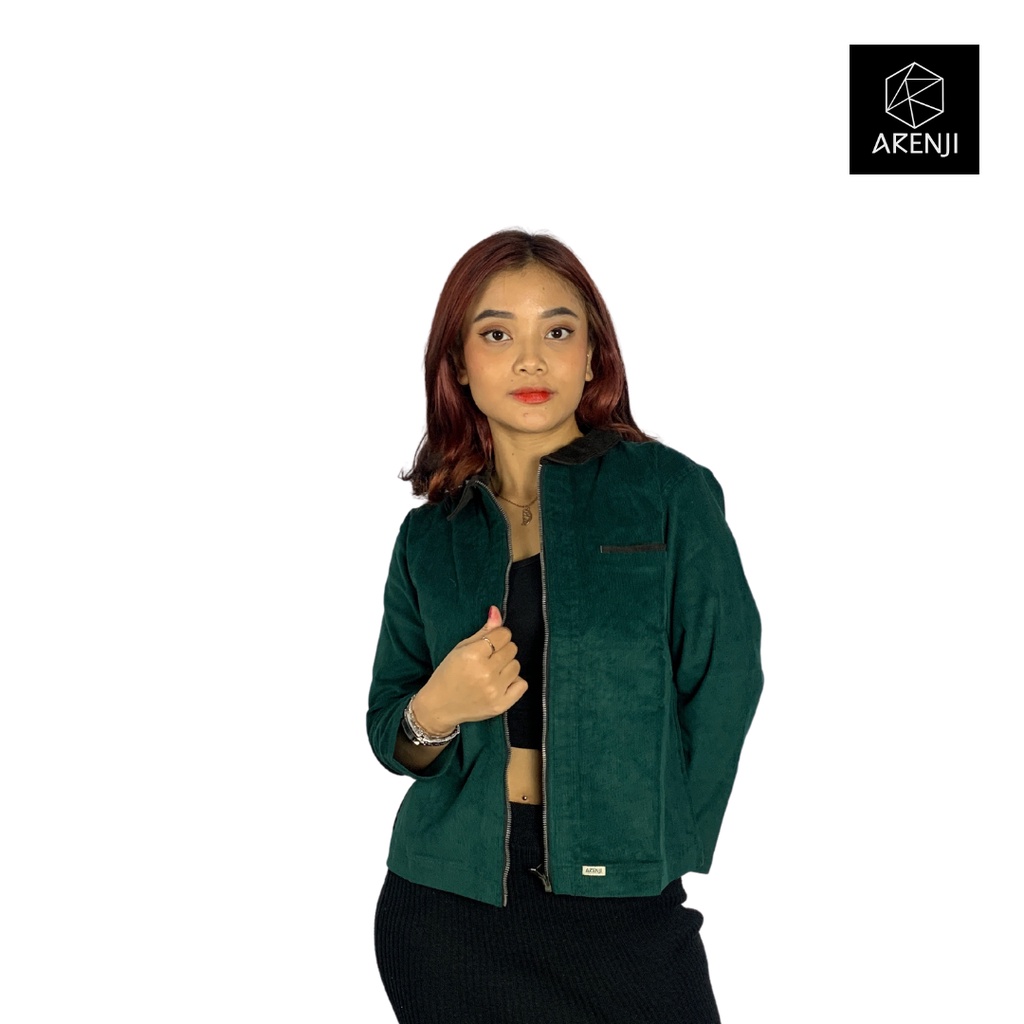 Arenji Semi Jacket Wanita Corduroy Zipper -  Amazon