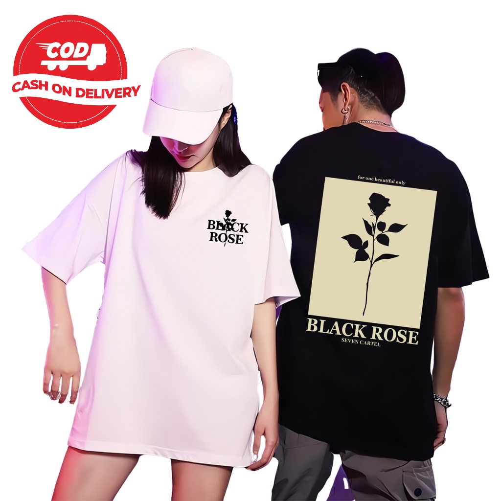 ( Promo COD ) Kaos Distro / Kaos Keren Kekinian / Baju Distro Motif BLACK ROSE / Kaos Kekinian / Kao