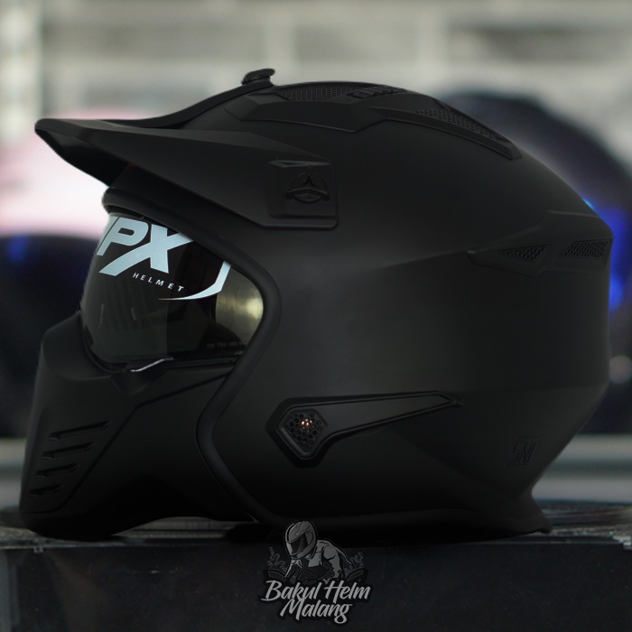 HELM JPX MX726R SOLID ORIGINAL | BLACK DOFF RED | MX726 R CROSSOVER MX 726R | JPX MX 726R