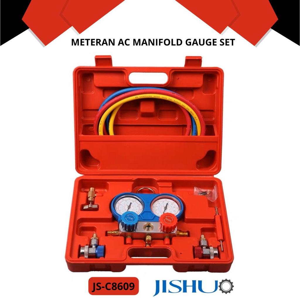 JISHUO [COD] METERAN AC MANIFOLD DOUBLE GAUGE SET / AIR CONDITIONING REPAIR FLUORINE FILLING JS-C860